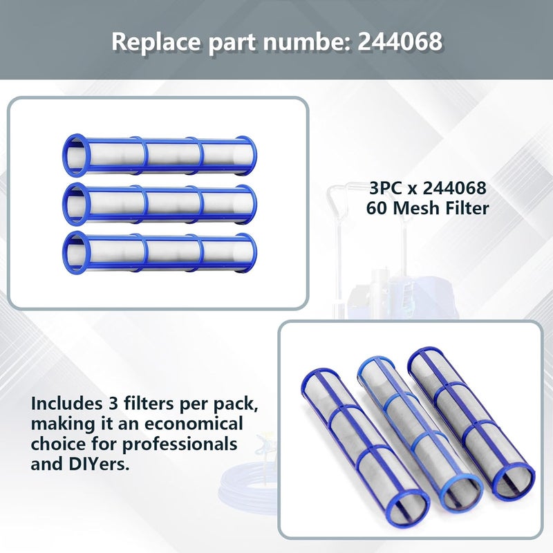 KUEDPEZ 244068 100 Mesh Manifold Filter, Fit for Graco 695, 795, 1095, 3900, 5900, 7900, Airless Paint Sprayer Filter (3 Pack) - Image 5